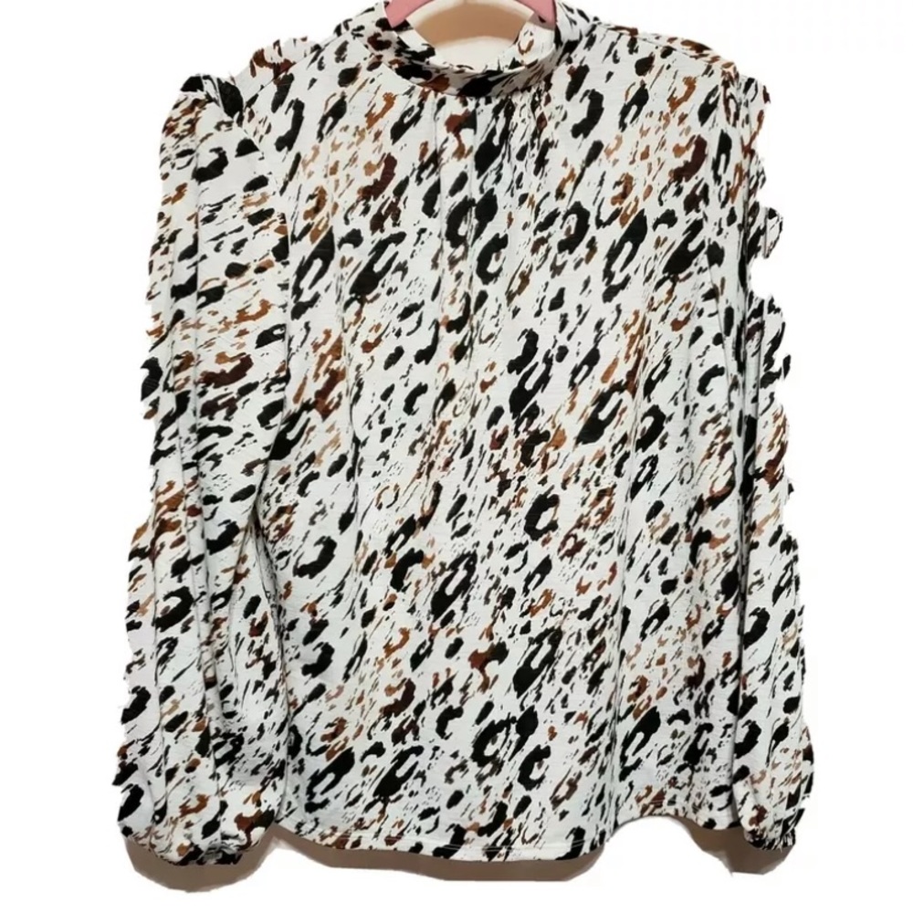 Jennifer Lopez Tie-back Mock neck Blouse